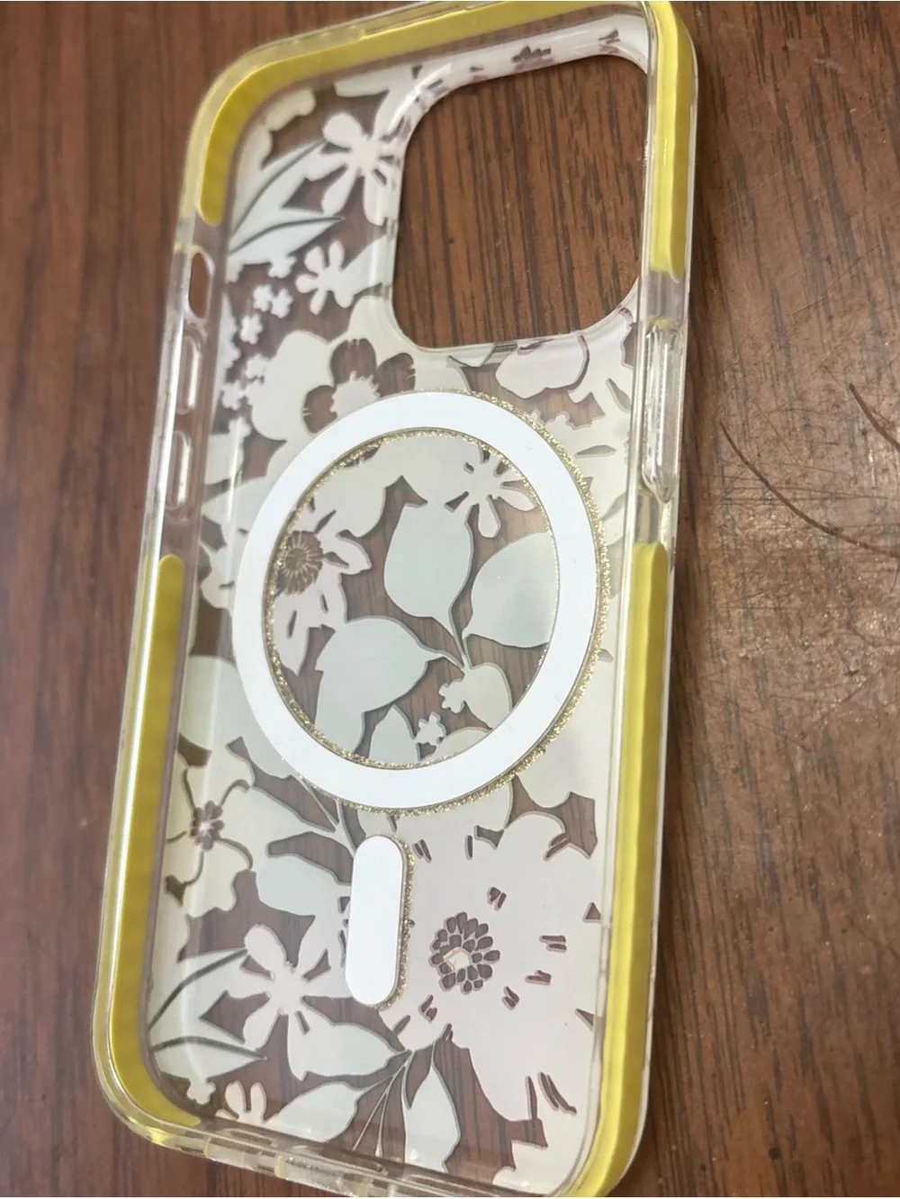 Floral Clear Phone Case with Yellow & Orange Flowers iPhone 15 Pro